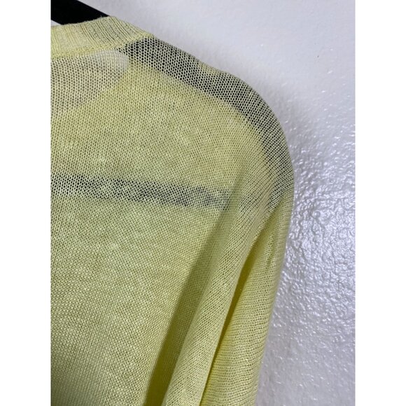 Eileen Fisher Yellow Organic Linen Lightweight Sweater Size Medium Long Sleeve - Picture 12 of 15
